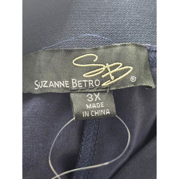 NWT Suzanne Betro Navy Button-Accent High-Waist Wide-Leg Pants 3X - Picture 9 of 9